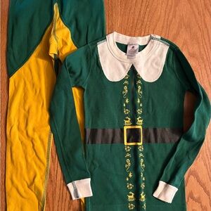 Hanna Andersson Buddy the Elf Green and Yellow Kids Christmas Pajama Set